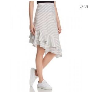 Joie Striped Ruffle Women’s Skirt - White & Navy